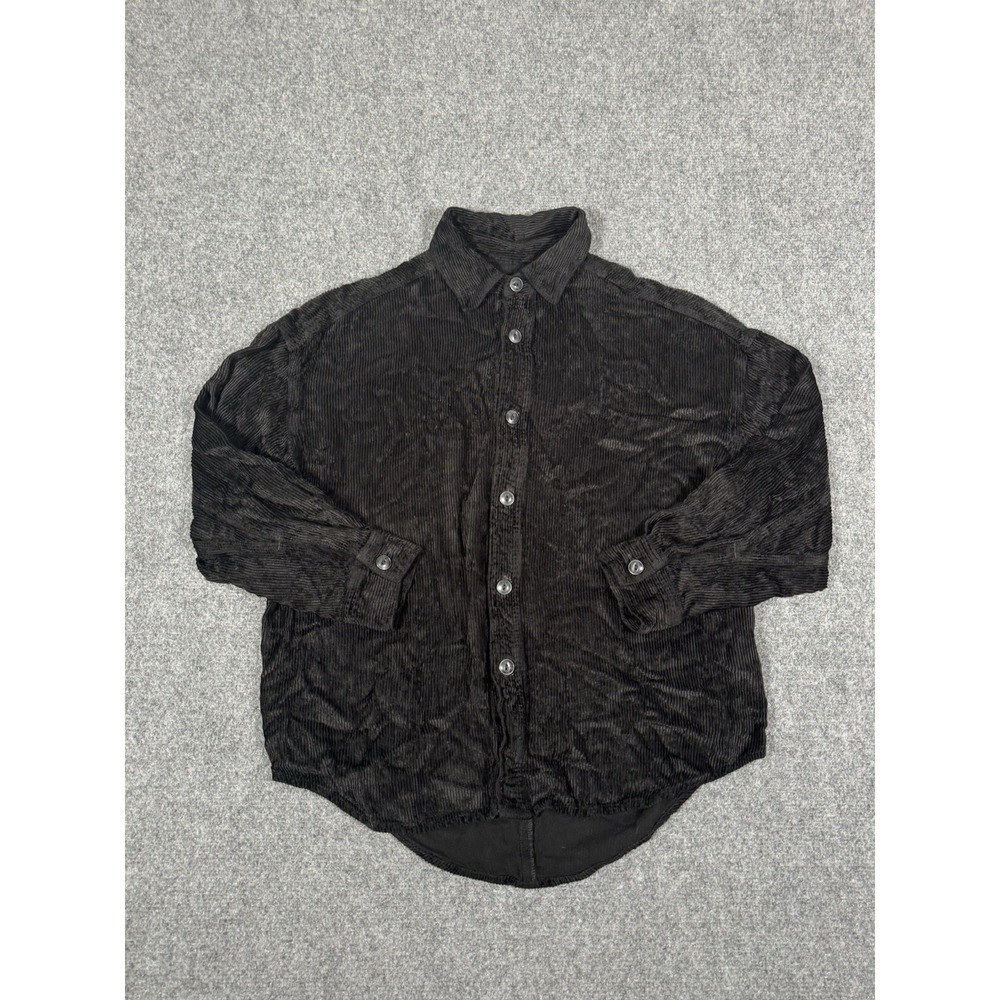 Rag & Bone Womens Nusa Corduroy Button Up Tunic Shirt Black Long Sleeve Size XXS